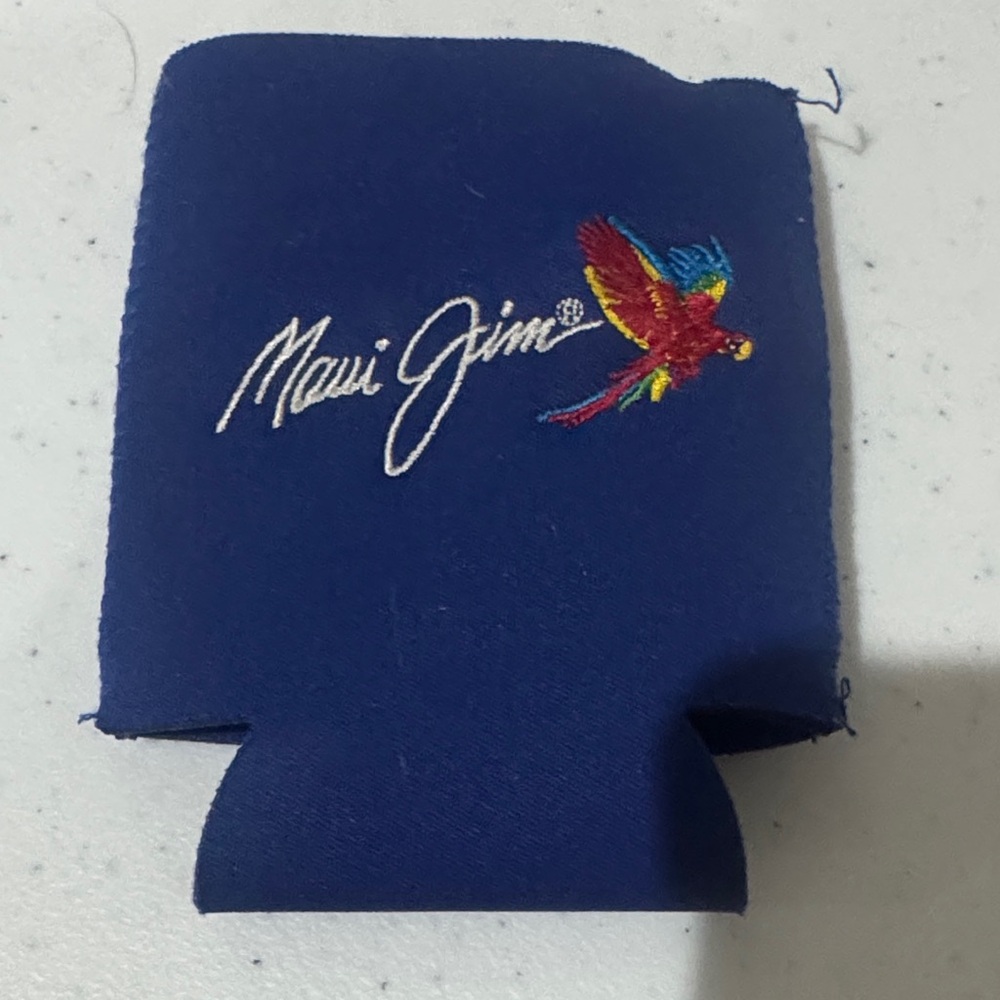Maui Jim Blue Can Cooler with Vibrant Parrot